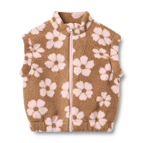 Fleece Vest Selina — warm hazel flowers