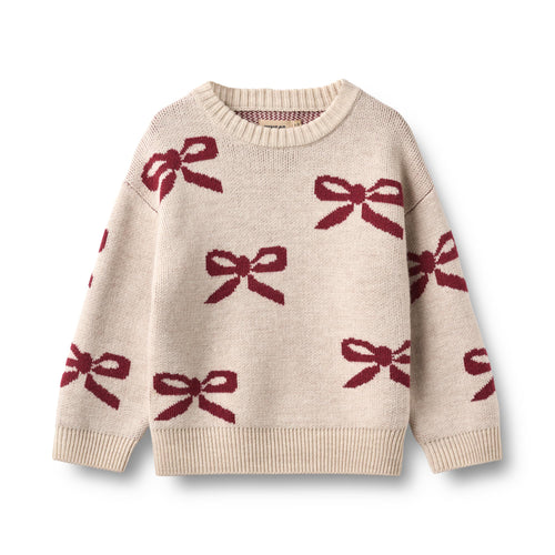 Jacquard Pullover Bow —  eggshell