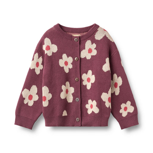 Jacquard Cardigan Alvilda — eggplant