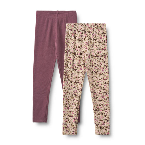 2 Leggings Jules — soft sand flower wine