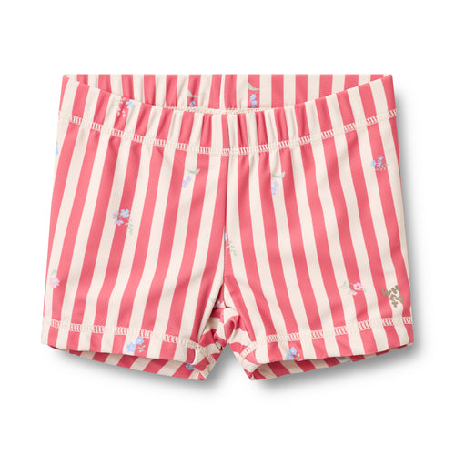 Swim Shorts Niki — red stripe flowers