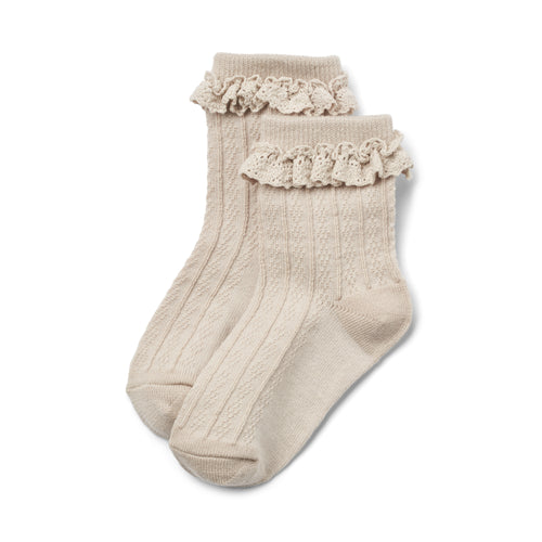 Wool Lace Socks Nora — offwhite
