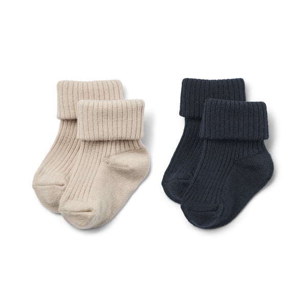 2 pk Wool Rib Socks Ziggy navy