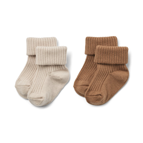 2 pk Wool Rib Socks Ziggy — Caramel
