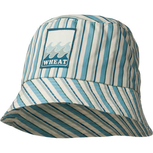 Bucket Hat Tilo Badge — aqua stripe