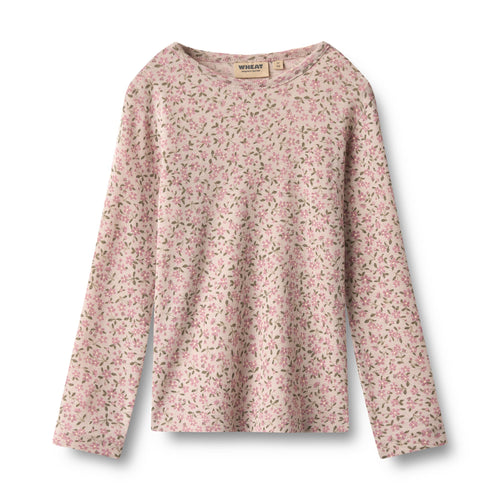 Wool T-Shirt Alfie — pale lilac flowers
