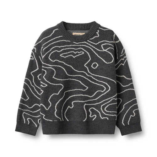 Jacquard Pullover Elias — charcoal melange