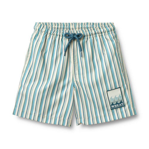 Swim Trunk Hansi Badge — aqua stripe