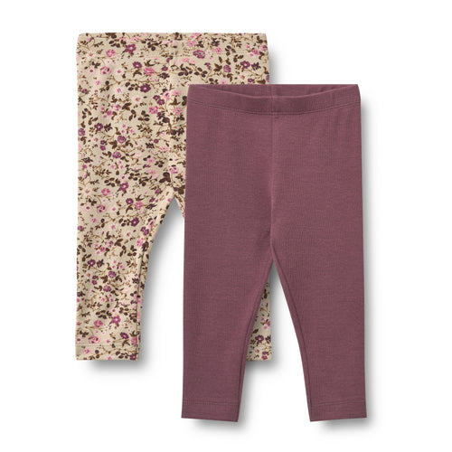 2 Leggings Jules — soft sand flower wine