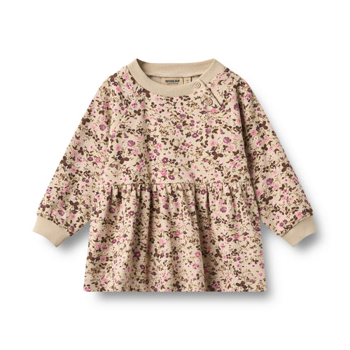 Jersey Dress Dorthea — soft sand flower wine
