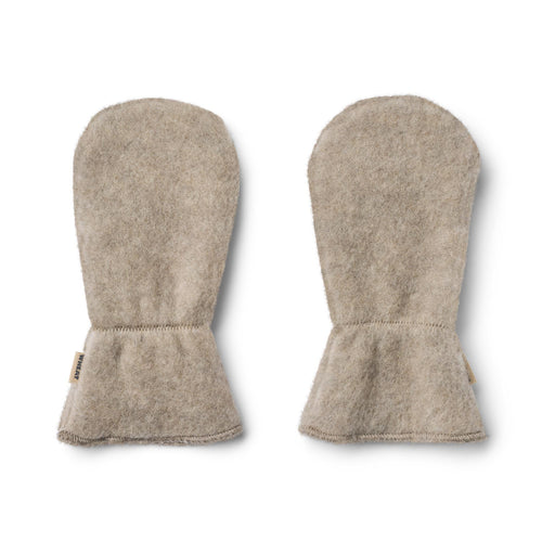 Wool Fleece Mittens Jay — khaki melange