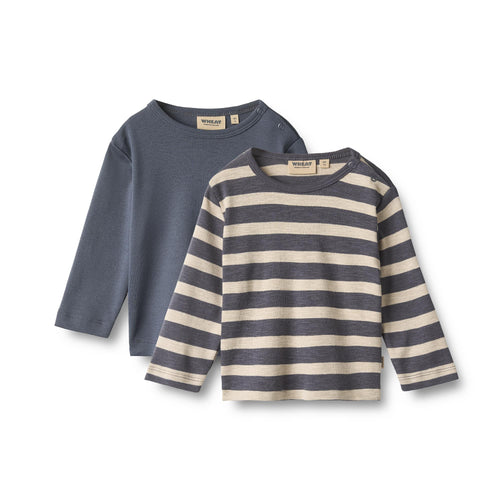 2 T-shirt Milo — greyblue stripe