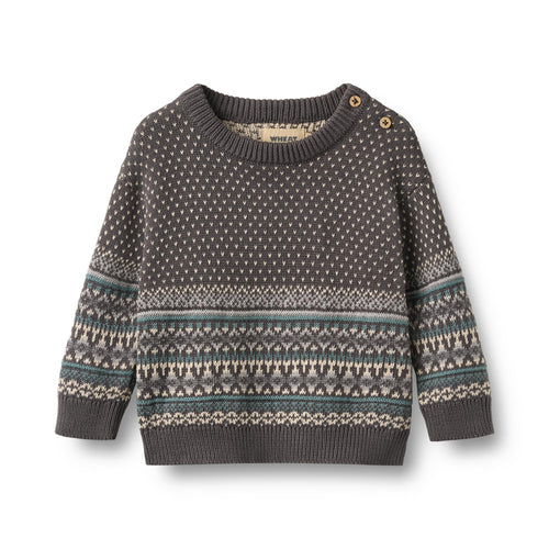 Jacquard Pullover Julius — dark charcoal