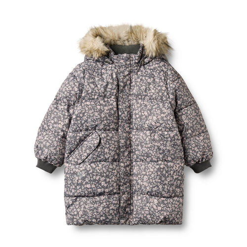 Puffer Jacket Vinteren — dark charcoal flowers