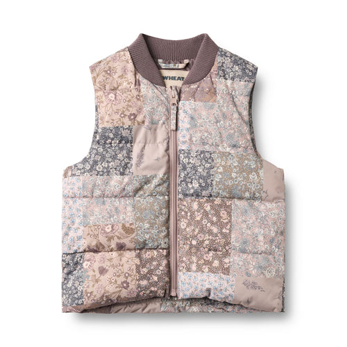Lakas Puffer Vest — patchwork flowers