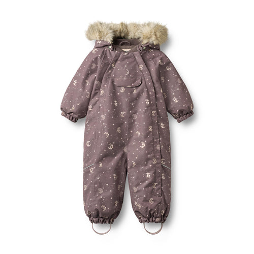 Snowsuit Nickie — plum truffle stars