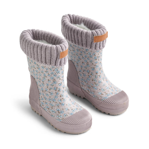 Rubber Boot Thermo Wader — lilac blue flowers