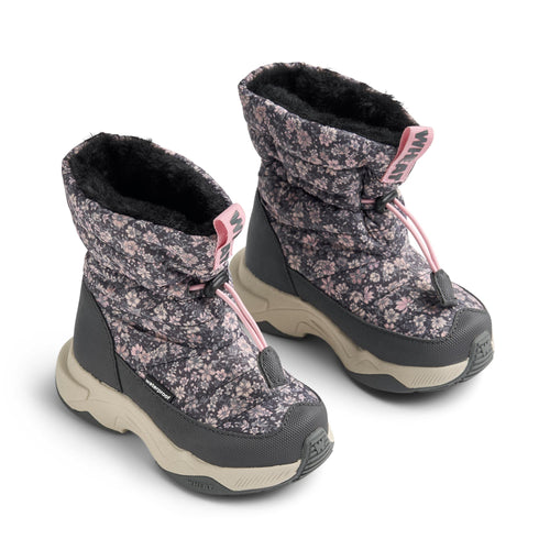 Winterboot Esme — dark charcoal flowers
