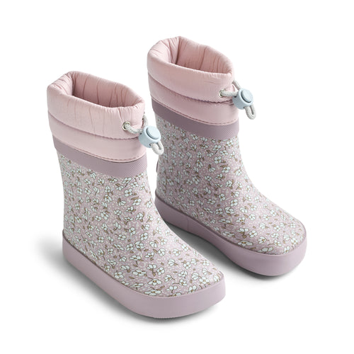 Thermo Barefoot Rubber Boot Arden — lilac blue flowers