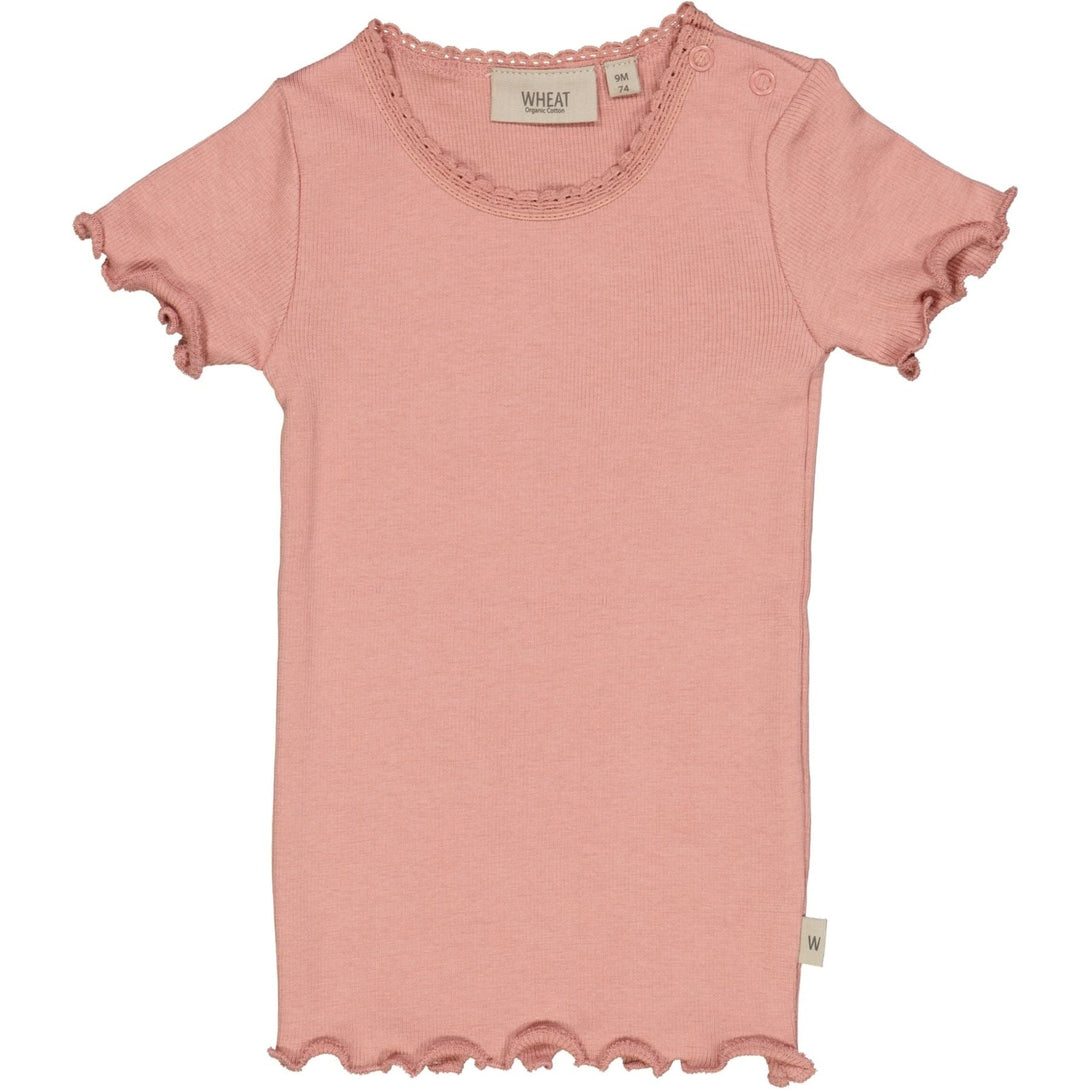 Rib T-Shirt Lace SS Rosie - Wheat Kids Clothing