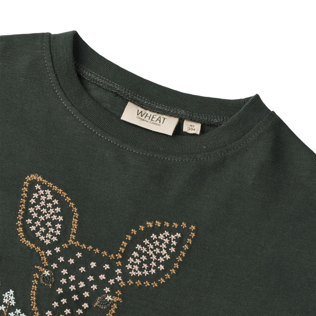 T-Shirt Deer Embroidery - Wheat Kids Clothing